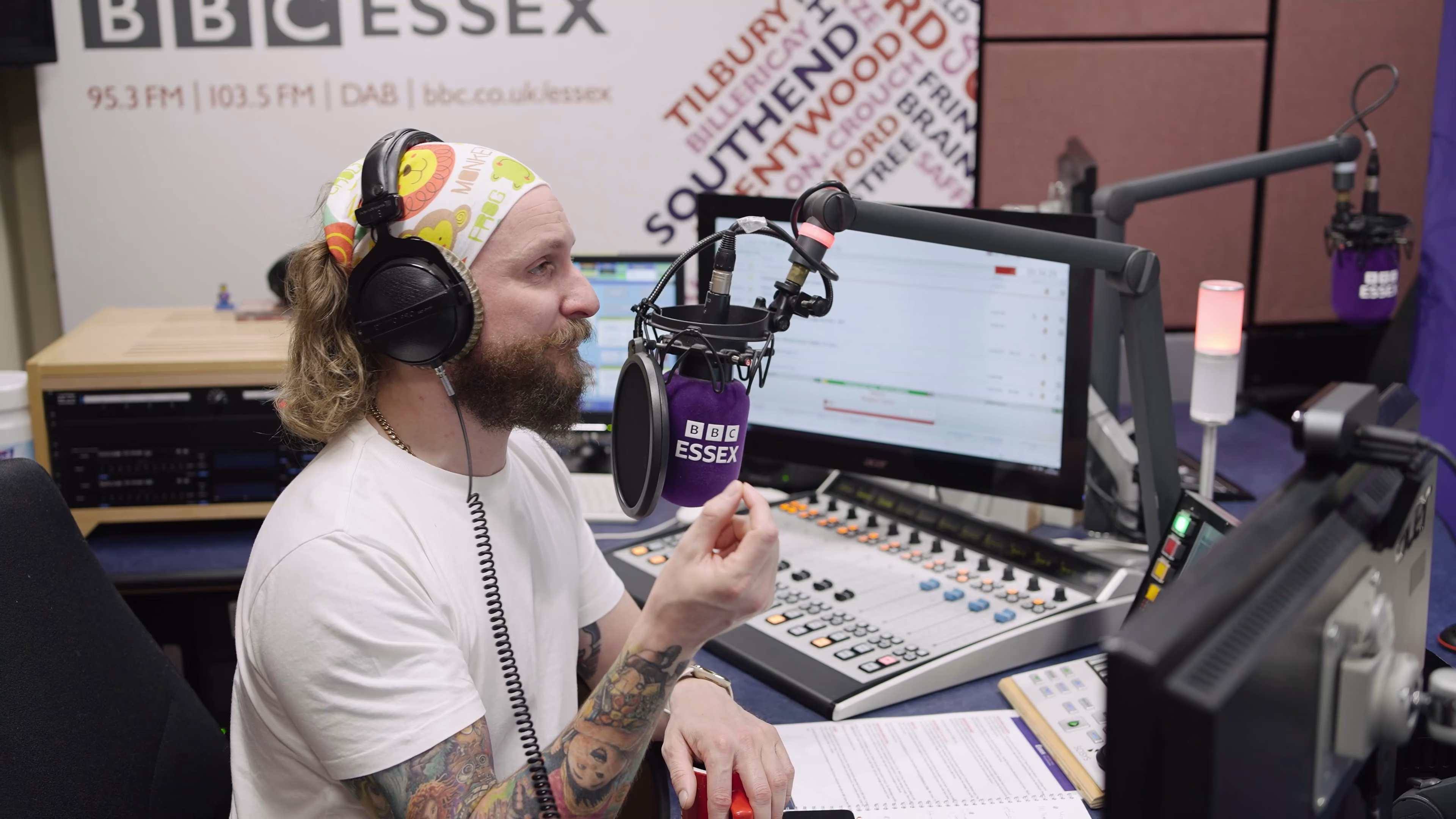 Radio presenter speaking during Sophie Taylor’s interview